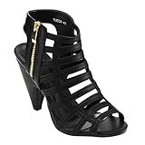 Beston CD36 Women's Peep Toe Cut Out Caged Mid Heel Sandals Half A Size Smaller