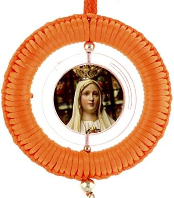 Home Blessings and Catholic Decor Gift with our Lady of Fatima Embedded in a Moving Ring Design. 100th Anniversary./Orange