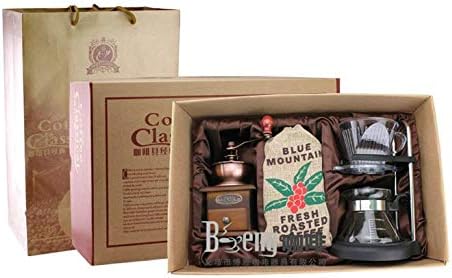 D&DD&D Manual Coffee Grinder and Coffee Dripper Boutique Set, Retro Wooden Hand Crank Ceramic Grinder with Coffee Bean Bag, for Coffee Lovers