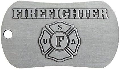 Firefighter Antique Finish Dog Tag Necklace-Joshua 1:9