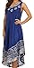 Sakkas 15009 - Alexis Embroidered Long Sleeveless Floral Caftan Dress / Cover Up - Royal Blue - OS