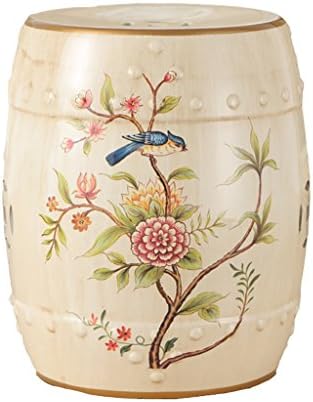 XM Ottomans ZfgG Classical Dressing Stool Chinese Style Change Shoes Bench Round Small Stool Hand-Painted Flowers Ceramic Drum Stool Antique Benches (26 38cm) (Color : #2)
