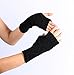 GBSELL Women's Winter Crochet Knitted Arm Long Fingerless Warmers Gloves (Black)