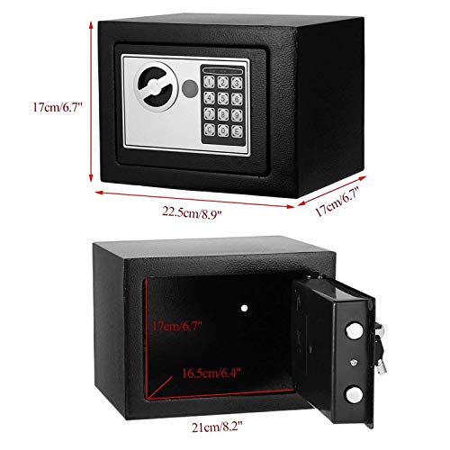 image for Aceshin Digital Electronic Safe Security Box with Keypad, 2 Keys-Prote