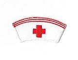 Medical Red Cross White Nurse Cap Hat Iron on Embroidered Patch