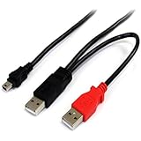 StarTech.com USB2HABMY6 6 Feet USB Y Cable for External Hard Drive - USB A to mini B