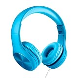New! LilGadgets Connect+ PRO Kids Premium Volume Limited Wired Headphones with SharePort for Children (Blue)