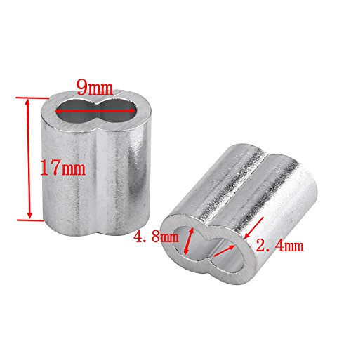Anndason Aluminum Crimping Loop Sleeve for 1/8" - 5/32" Wire Rope and Cable (M4, 60 pcs ferrules)
