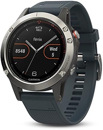 garmin fenix 5 silver with granite blue band