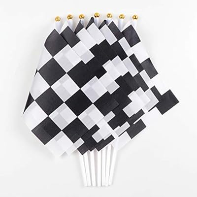 40pack Checkered Flag Racing Polyester Flags On Plastic Stick