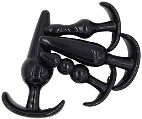 Irides Tshirt Plugs-Bútt 4Pcs/Set Silicone án-al Toys Bútt Plugs án-al án-al Sëxao-Toys Adǔlt Products for Women and Men,Black HAH