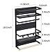 Refrigerator Organizer 4 Tier Magnetic Fridge Spice Rack Paper Towel Holder Multi-purpose Storage Shelf with 5 Hooks, Black