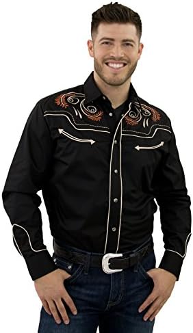 STARR Western Embroidered Shirt by Snap Front, Trim Fit SHC002-BLACK-Size-L