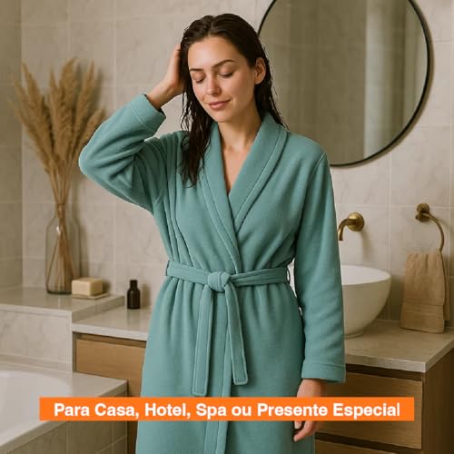 Roupão Microfibra Feminino Masculino Unissex Adulto Quentinho Inverno Frio Super Macio Confortável Antialérgico Secagem Rápida Saída de Banho Casa Hotel Enveloz