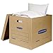 Bankers Box Large Classic Moving Box 5 Pack, Reinforced Handles, Tape-Free Assembly, Box with Lid, 21-in x 17-in x 17-in (8818201)