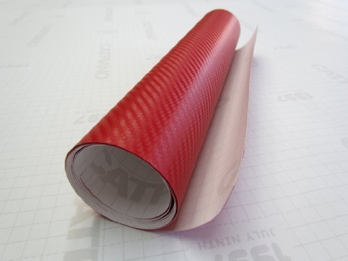CARBON FIBER VINYL WRAP 24" X 60" RED 3D PROFESSIONAL GRADE WITH AIR RELEASE POCKETS BUBBLE FREE