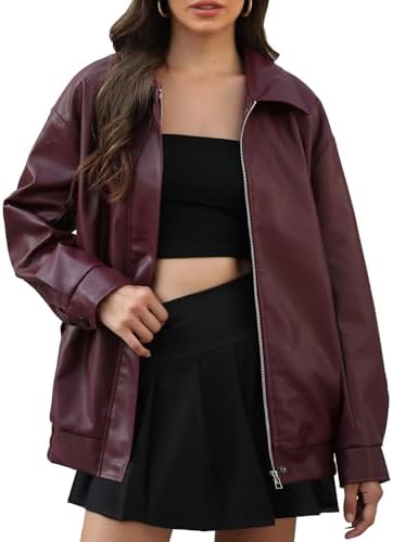 Amazon.com: MakeMeChic Women's Faux Leather Shacket Long Sleeve
