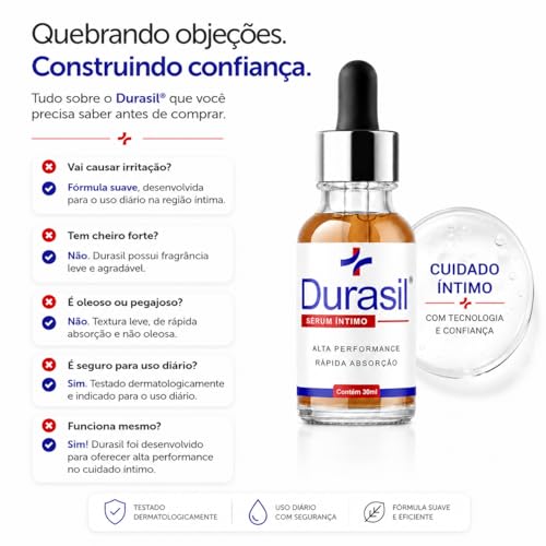 Durasil Sérum Masculino 30ml - Fórmula De Rápida Absorção Sensação Prolongada - Uso Diário