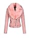 Bellivera Women's Faux Suede Short Jacket, Moto Jacket with Detachable Faux Fur Collar