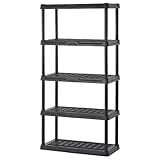 Sandusky Lee PS361872-5B Plastic Shelving, 36" Width x 72" Height x 18" Depth, Black