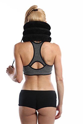 Agon Cervical Neck Brace Traction Support Device for Neck Back Head & Shoulder Pain Inflatable Neck Pillow with Adjustable Size Bigger Pump Extended Strap
