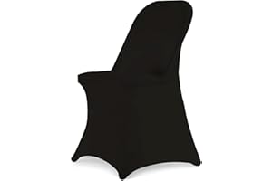 HAINARverS Stretch Spandex Folding Chair Covers 30PCS Universal Fitted Chair Cover Protector for Wedding,Party, Banquet, Holidays, Celebration, Decoration (Black, 30 PCS)
