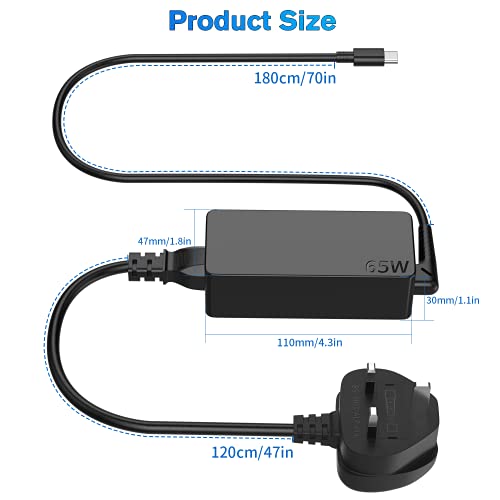 65W USB C Charger, Lenovo Laptop Charger for Lenovo ThinkPad X1 Carbon T14 T15 T480 T480s T490 T580 T590 E14 E15 E480 E580 E590 X13 X380 L13 L14 L15 Chromebook C330 S330 300e Yoga Type C Power Supply