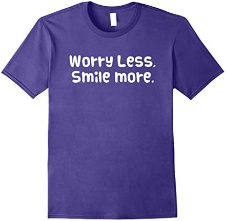 Mens Worry Less, Smile More T-shirt Positive Message Men Women XL Purple
