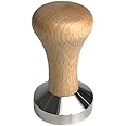 51 mm Espresso Coffee Tamper, Wooden Espresso Tampers, Wooden Handle with Stainless Steel Base Coffee Powder Press
