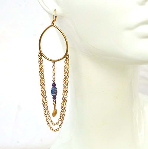 Long gold dangle hoop earrings Long gold dangle hoop earrings