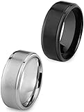 Besteel Stainless Steel 8MM Mens Ring Matte Finish Polished Wedding Engagement Band 2 Pcs Size 8-13