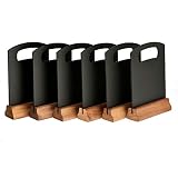 Alpine Industries 6 Pack Double Sided Table Top Memo Chalkboard Display Sign - Placeholders with Wooden Base Stands (5.83" x 9.05")