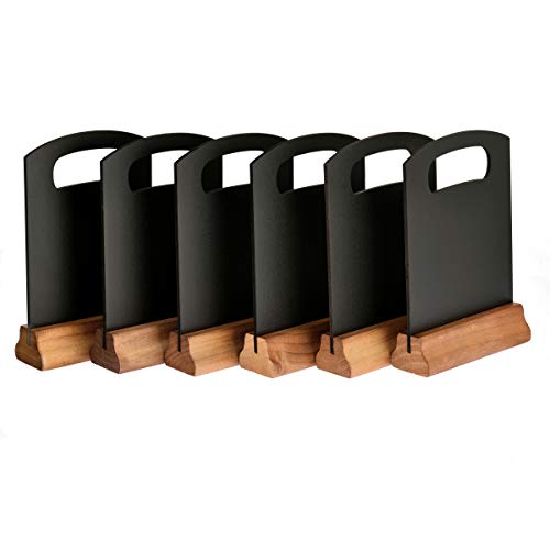 Alpine Industries 6 Pack Double Sided Table Top Memo Chalkboard Display Sign - Placeholders with Wooden Base Stands (5.83" x 9.05")
