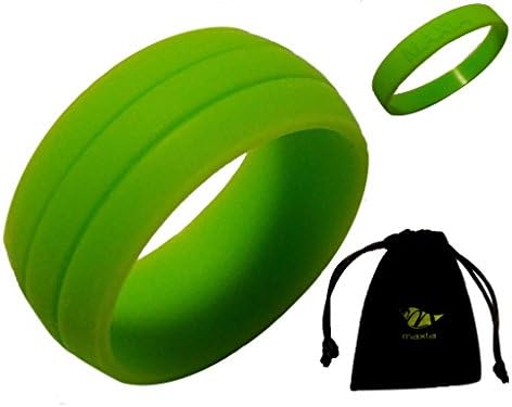 Silicone Wedding Band for Men and Women, Black, Blue, Green, Pink, Red, Yellow, Grey, Top Quality ring, 8.7mm Wide, 1.5mm Thin, Safe, Comfort Band for Active, Outdoor lifestiyle GREEN 9