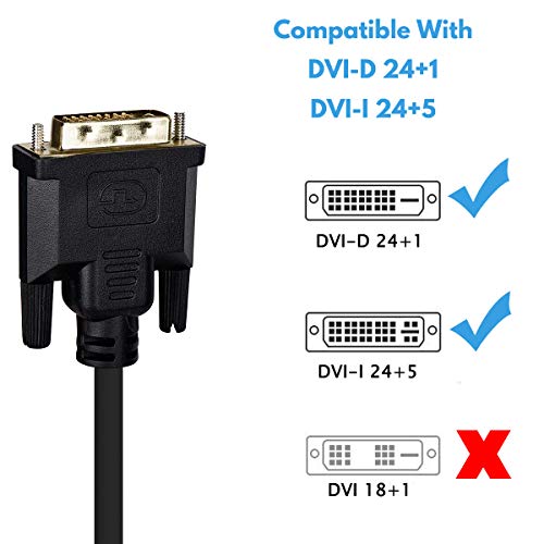 image for Wonlyus DVI to VGA Cable, DVI-D 24+1 to VGA 6 Feet Cable Male to Male 