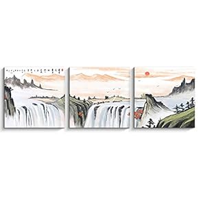 Wall26-3 Panels Canvas Wall Art- Mountain Landscape -Giclee Painting Wall Bedroom Living House Decoration Home Art - 12"x12"x3 Panels
