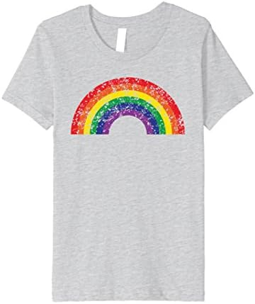 Kids Vintage Rainbow Classic 80's Tee Shirt, Premium t-shirt 10 Heather Grey