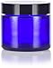 JUVITUS 2 oz Cobalt Blue Glass Straight Sided Jar With Black Smooth Lids Airtight, Smell Proof, BPA Free (4 pack)