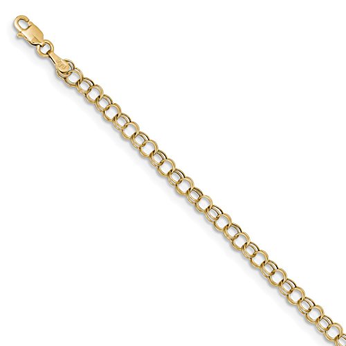 IceCarats10K Solid Yellow Gold Double Link Chain Charm Bracelet