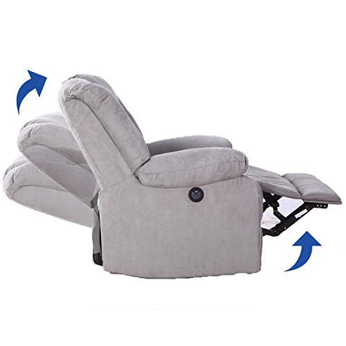 Modern Power Recliner with USB Charging Port - LCH Heavy Duty Microfiber Single Thicker Cushion Ergonomic Reclining Sofa Chair