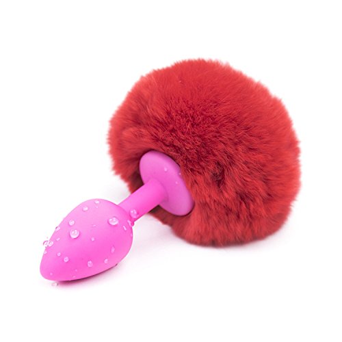 hubble-bubble Anal Plug Butt Plug Tail Colorful Cute Hairy Rabbit Tails Silicone Booty Beads Small Size Erotic Anal Sex Toys Women Man Pink Red