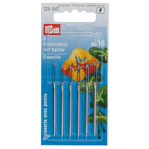 Prym Stickerei, Metal, Silber, 55 mm Laenge x 1,6 mm Dicke, 6
