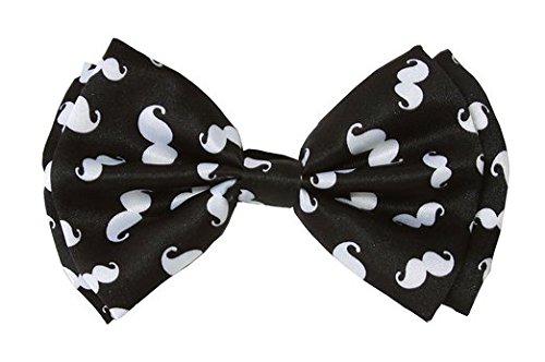 Men's Unisex Wedding Party Tuxedo Black with White Mustaches Dress Bow Tie Bowtie! Brand New in Factory Box!