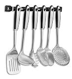 Internet's Best Stainless Steel Cooking Utensil Set With Wall Mounted Rack, 7 Piece