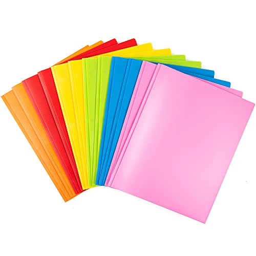 MAKHISTORY Heavy Duty Plastic Folders with Pockets