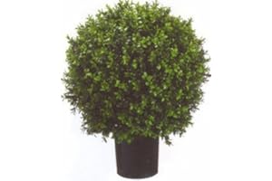 Silk Tree Warehouse Company Inc One 2 Foot Outdoor Artificial Boxwood Ball Topiary Bush Potted UV Rated Plant