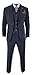 Mens Herringbone Tweed Navy Blue Check 3 Piece Wool Suit Peaky Blinders Tan