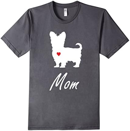 Men's Yorkie Large White Dog Mom T-shirt XL Asphalt