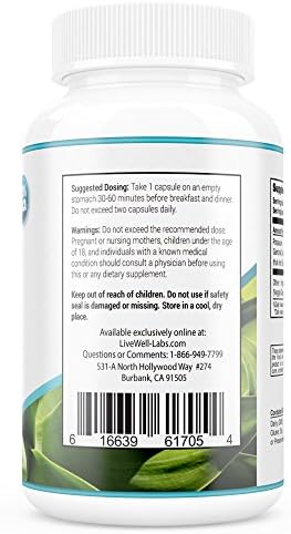LiveWell Labs Garcinia Cambogia Extract 100% Pure and Natural Appetite Suppressant and Weight Loss Supplement - Clinically Proven Premium formula - 1600MG Daily Serving - Independently tested and certified ingredients - 6 Pack