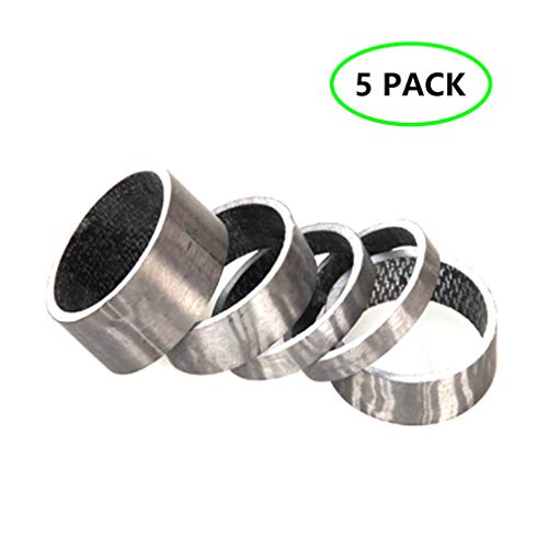 AMOUTOR Bicycle Headset Spacer, Carbon Fiber Bicycle Headset Spacer Bike Headset Stem Washer Set Kit for Bike Fix Refit, 5Pcs – 15mm/10mm x 2 /5mm x 2 (Black)